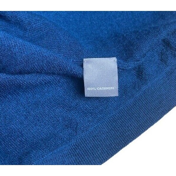 Neiman Marcus Blue Cashmere Long Sleeve Crewneck Top Coastal Lightweight Medium - Picture 4 of 10